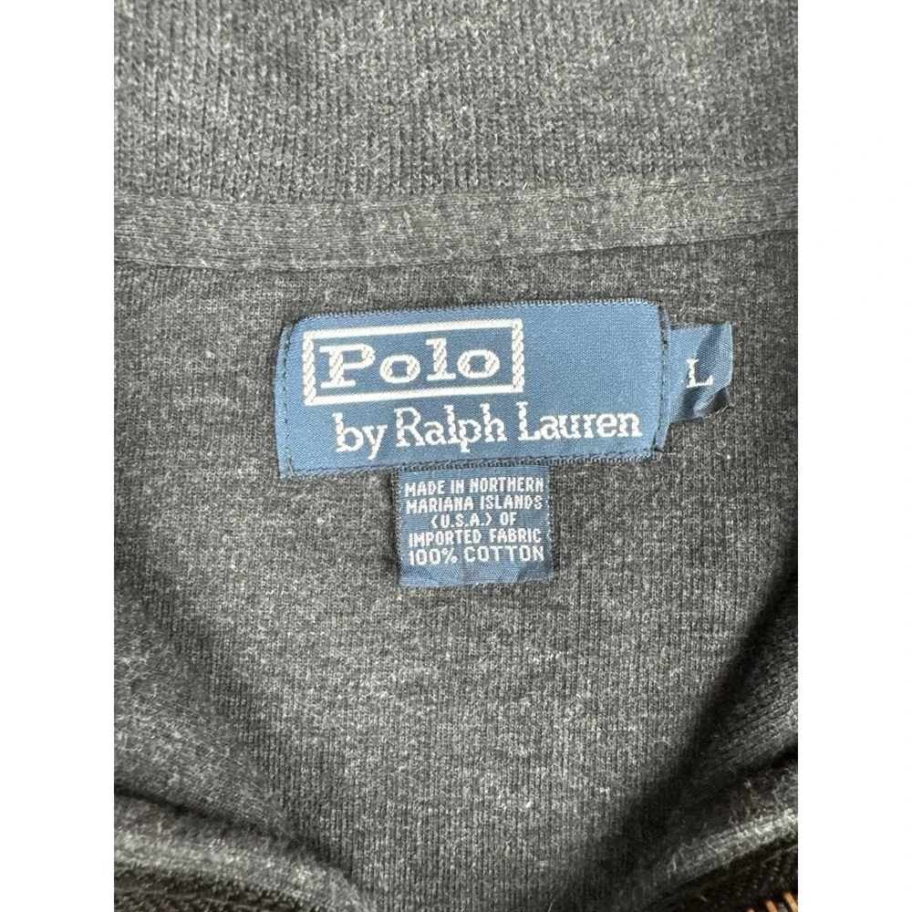 Polo Ralph Lauren Quarter Zip Pullover Sweatshirt Gray Pony Logo Size L